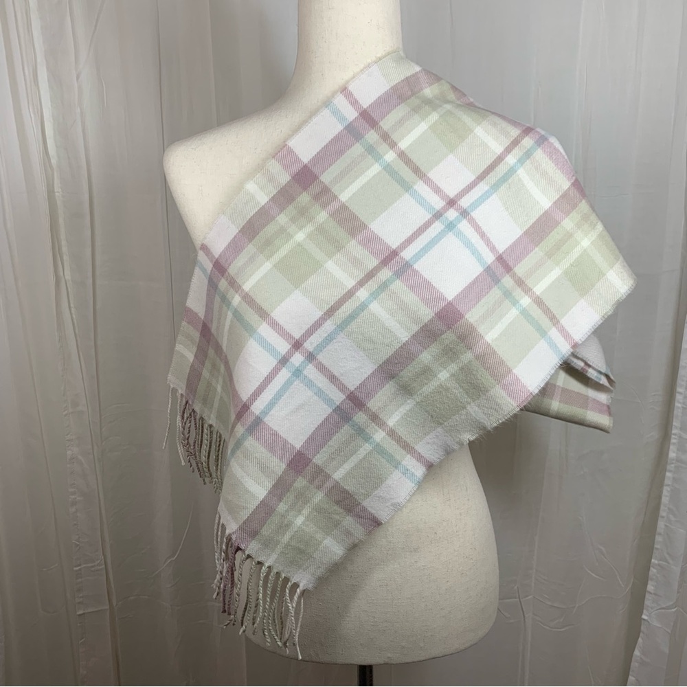 Unbranded Check Plaid Scarf Ivory Light Blue Mauve Beige‎